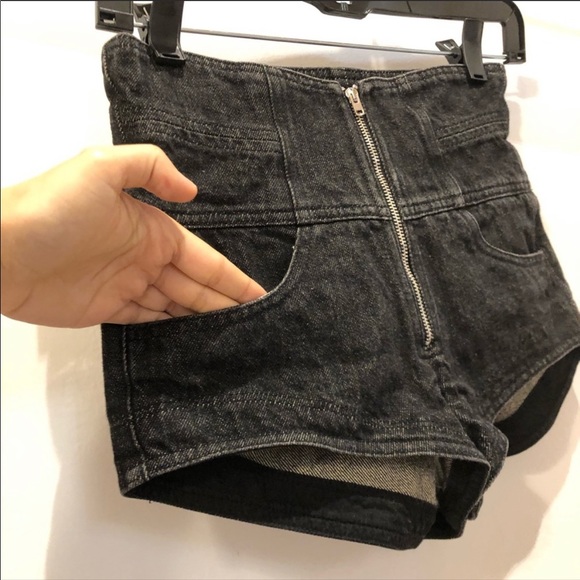 Isabel Marant 34 XS denim black hot shorts high ri - Picture 3 of 5